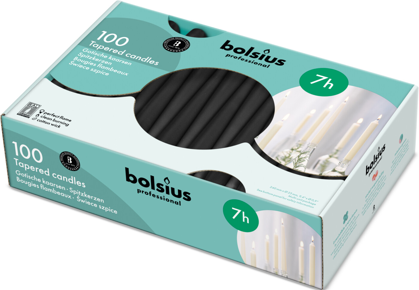 Bolsius® 10″ Tapered Candle Black (x100)
