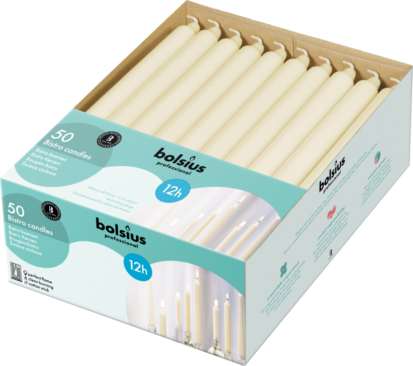 Bolsius® 11.5″ Georgian Candles IVORY (x50)