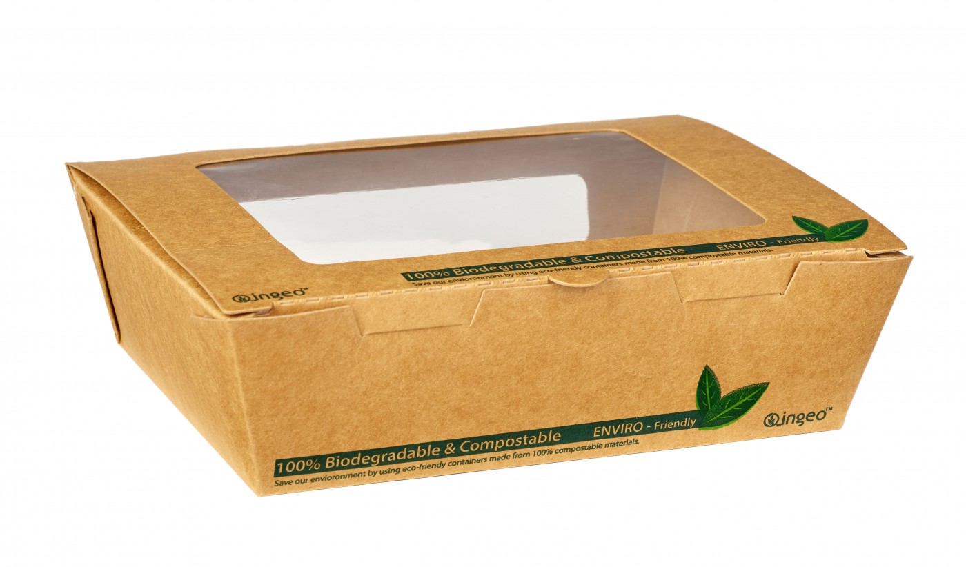 900ml Tuck Top Kraft Window Salad Boxes (x200)