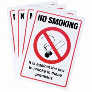 A5 No Smoking Window Sticker - 4 Pack