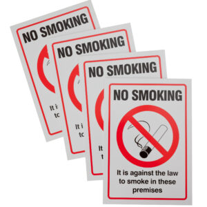 A5 No Smoking in Premises Sign - 4 Pack