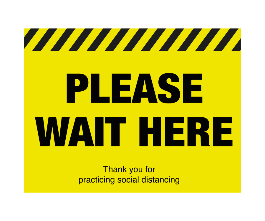 Please Wait Here Social Distancing Floor Graphic