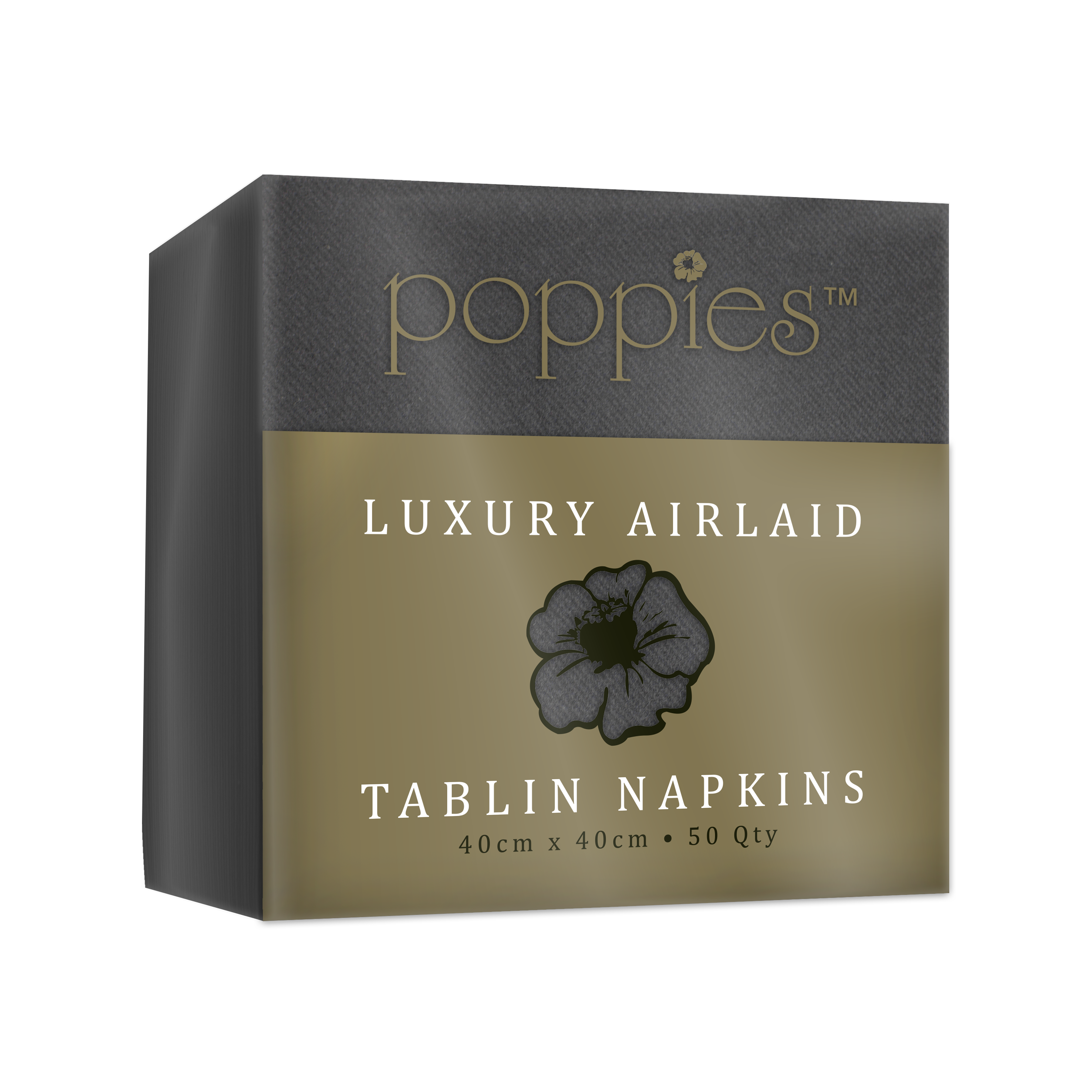 40cm Airlaid 4 Fold Slate Grey Napkins (x500)