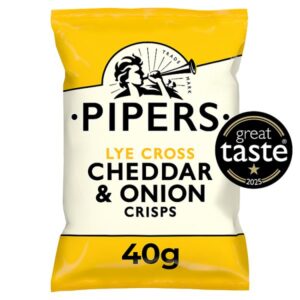 Pipers Cheddar & Onion Crisps (24x40g)