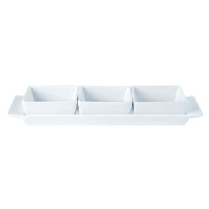 Square Shaped Set of 3 Bowls & Tray 29x9cm/11.5"x3.5" (x6)