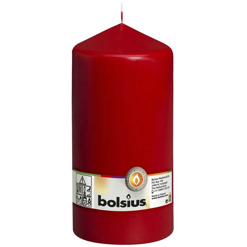 Bolsius® Wine Red Pillar Candle 130(H) x 60(Ø)mm (x6)